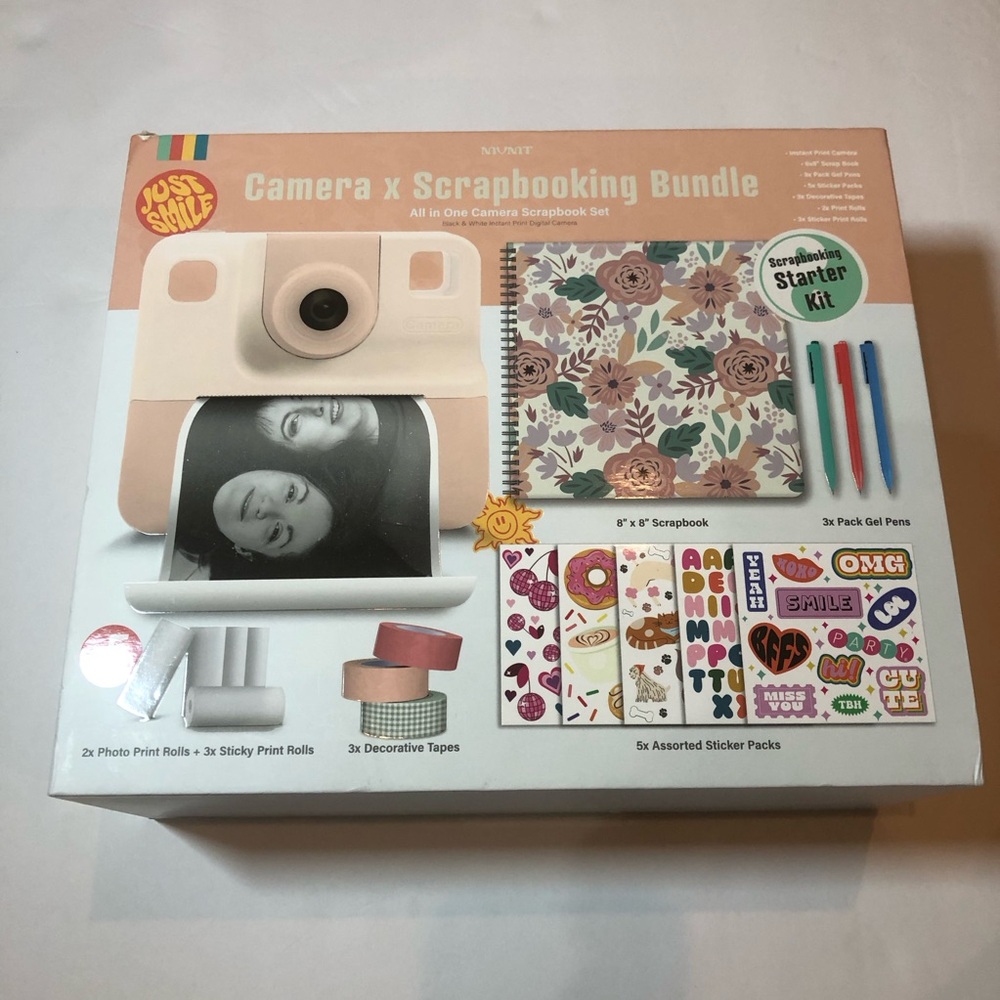 NIB MVMT Pink Camera x Scrapbooking Bundle Scrapbooking Starter Kit